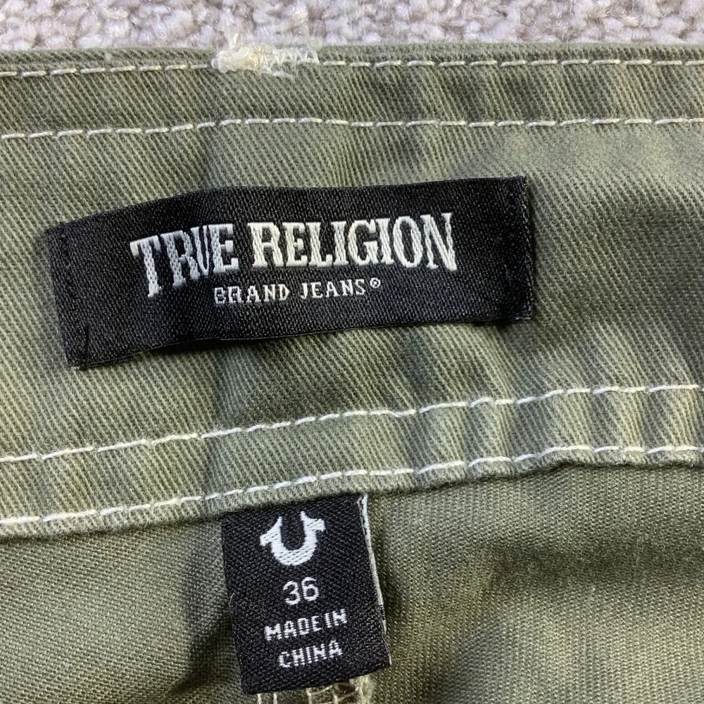 True Religion Mens Kalamata Green Cargo SN Pants HS Outline Size 36 x 32 NWT